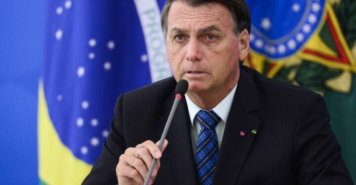O presidente Jair Bolsonaro durante pronunciamento sobre preço dos combustíveis e a política de reajustes adotada pela Petrobras.